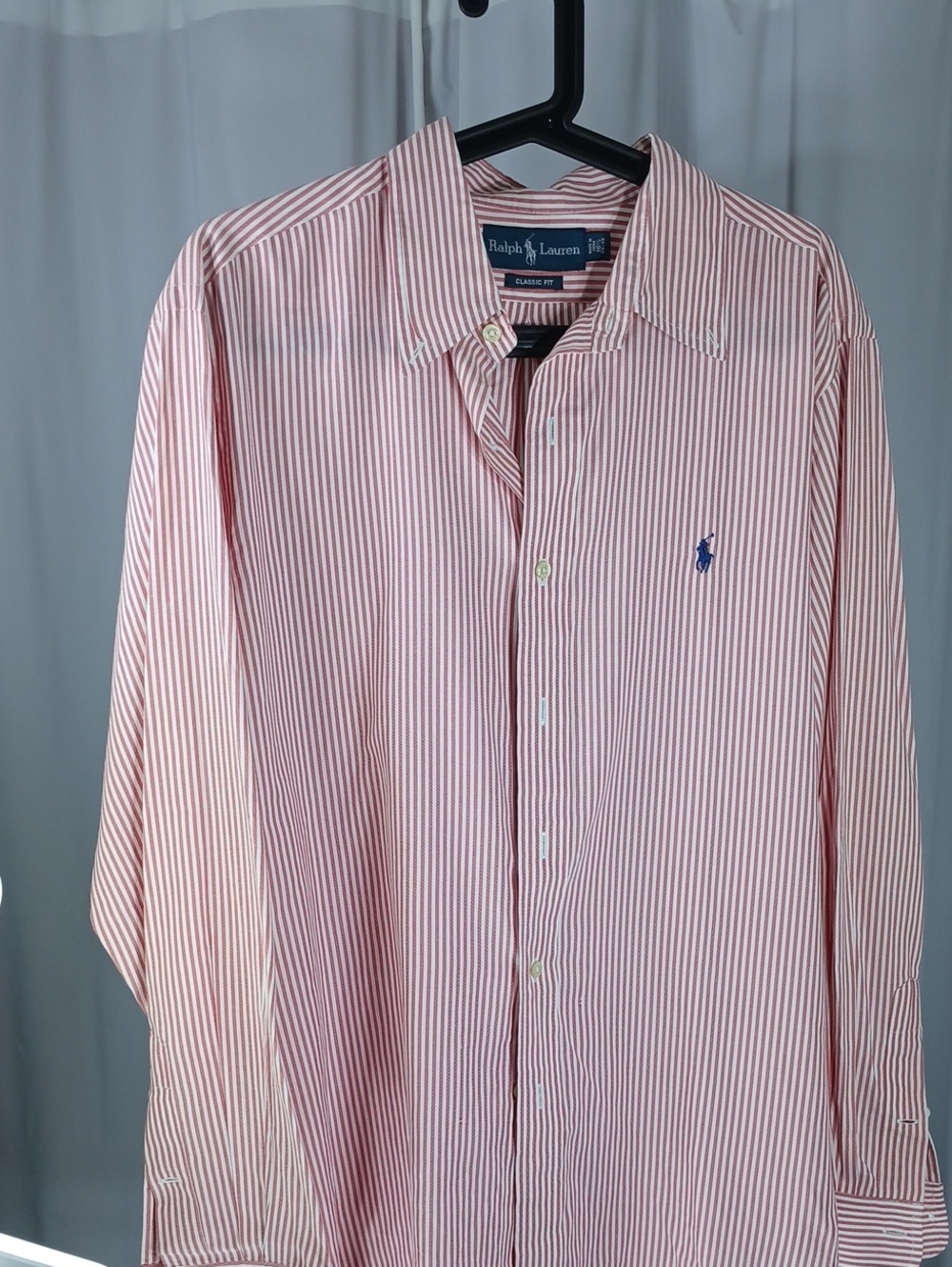 Ralph Lauren mens Redand White Striped Button-Down cotton Shirt